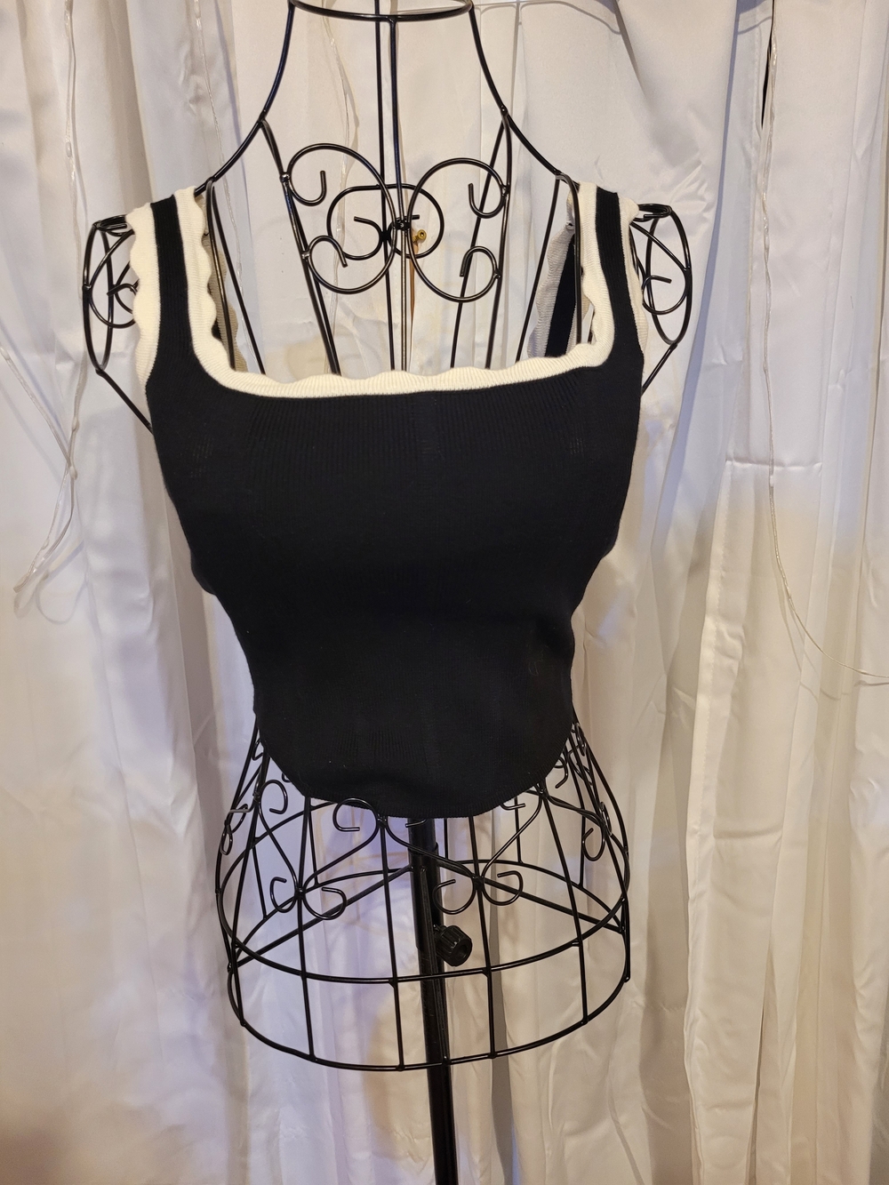 Vici Black Tank with White Trim Square Neck